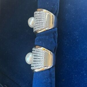 New ring of 925 rhodium-plated sterling silver and 18-carat gold with zircons,